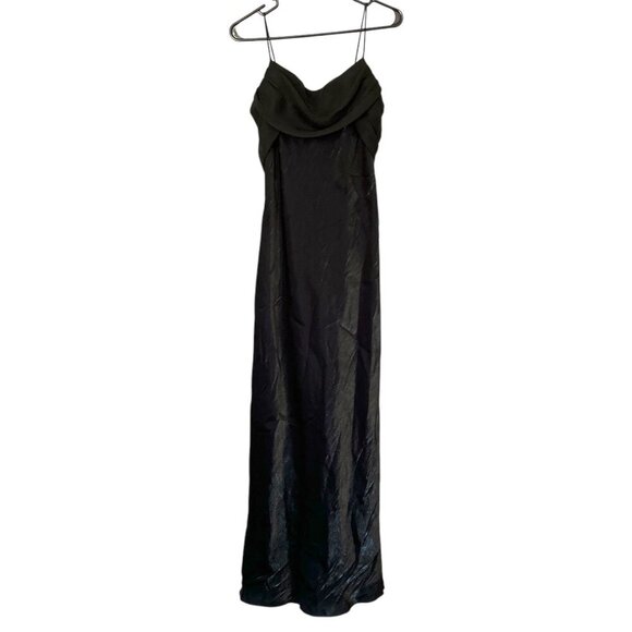 Womens Y2K Formal Maxi Gown Size L Sleeveless Black Cowl Whimsigoth Prom Gala - Picture 1 of 10